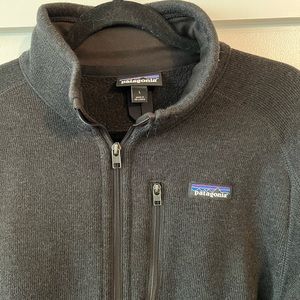 Men’s Large Patagonia Better Sweater 1/4 zip jacket in black.
